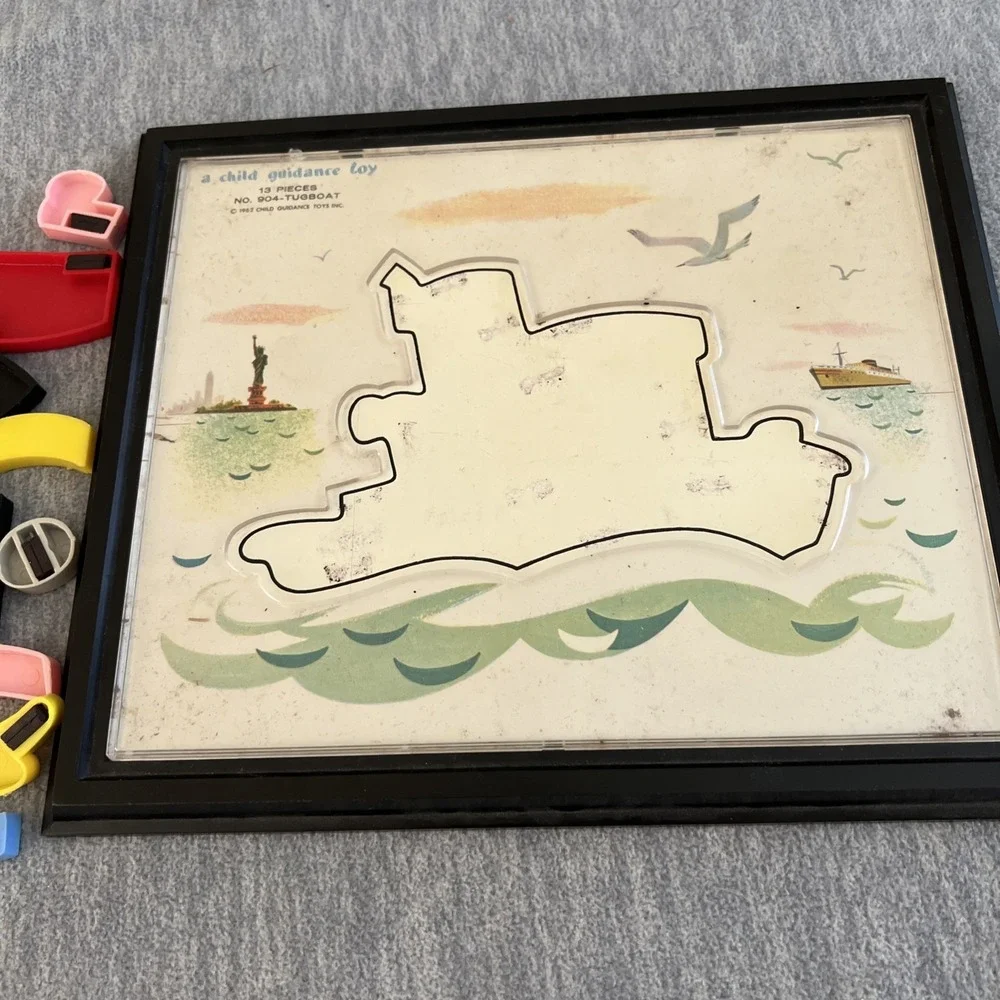 Child Guidance Toys Tugboat Puzzle Vintage 1962 Collectible Wall Art Magnetic